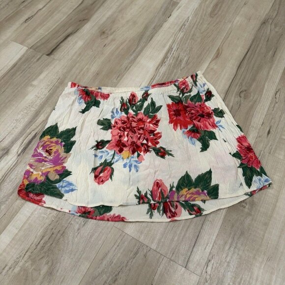 Anthropologie Otis‎ & Maclain Size S Floral Boho Small Pink Red Flowers Skirt - Picture 4 of 7
